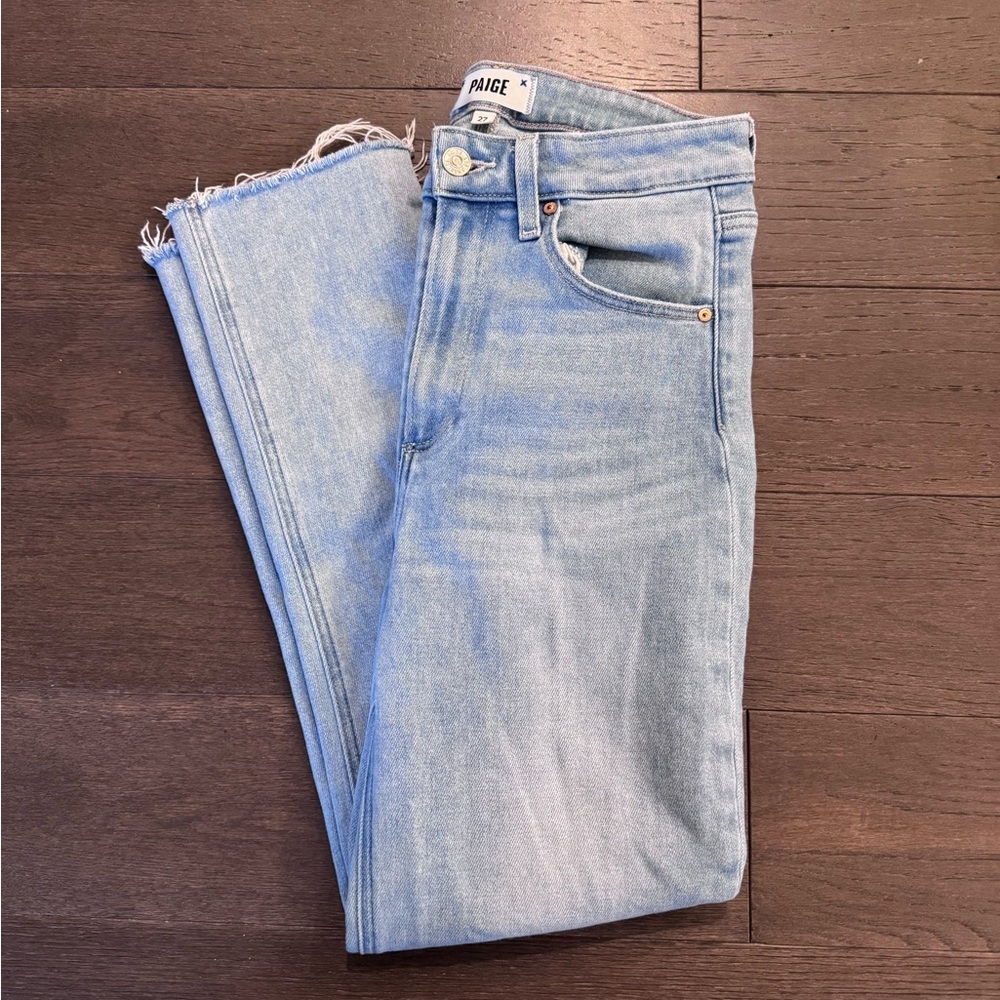 PAIGE Light Wash Women's Sarah slim crop jeans, raw hem
